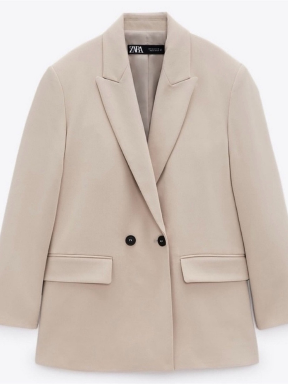 ZARA Beige Double Breasted Oversized Blazer